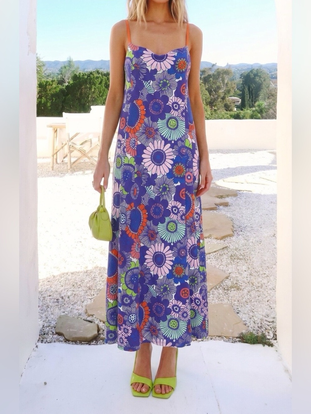 NWT Marimekko Taimi Pikkuliisa Floral Midi Dress Size XS Cotton Made in Finland